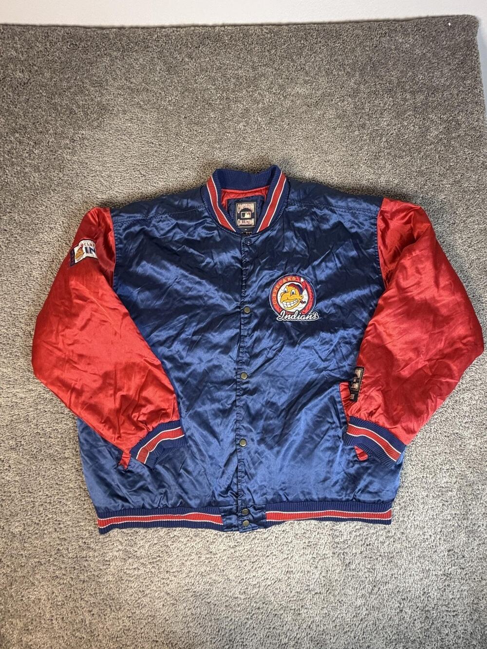 VTG Cleveland Indians Jacket Mens L 40s Alternate Logo Satin Bomber Cooperstown